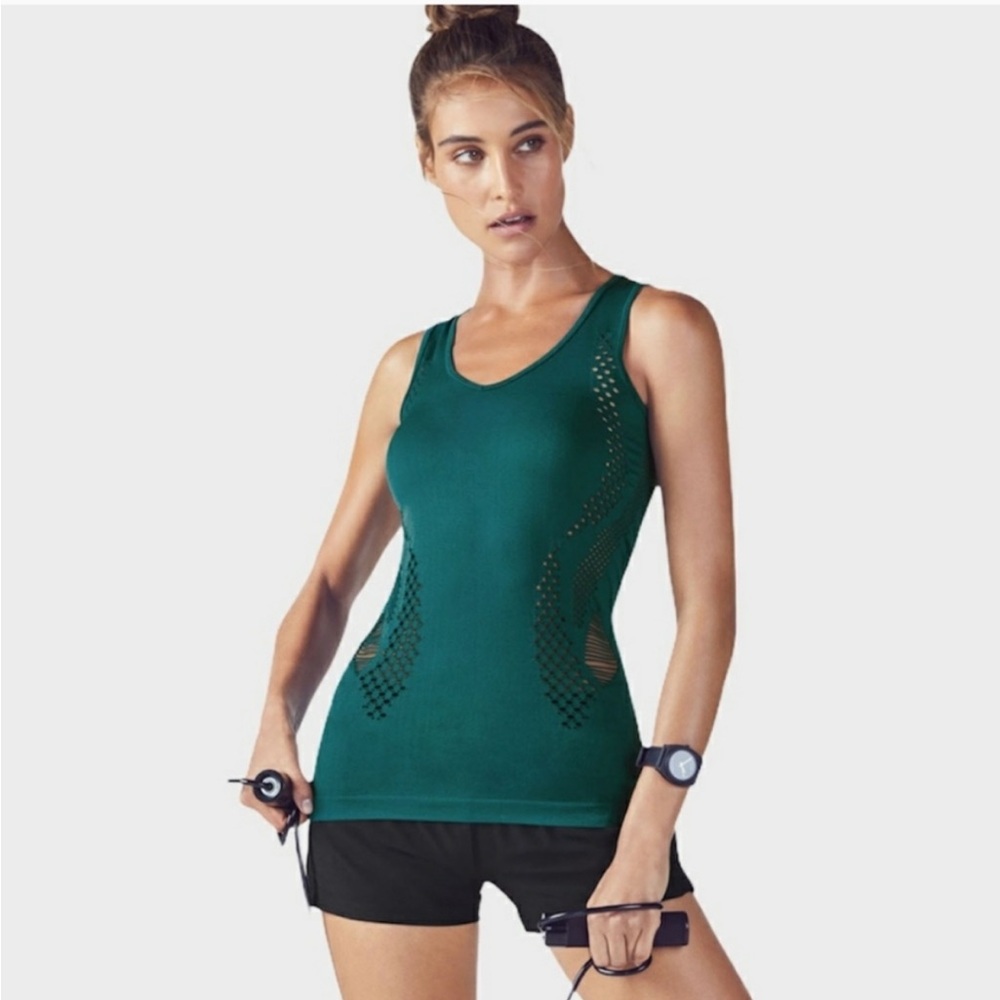FABLETICS Adra Tank Teal Moisture Wicking Mesh Jacquard L